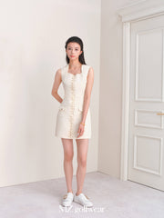 Beige  Lace-up  Golf Dress