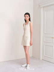 Beige  Lace-up  Golf Dress